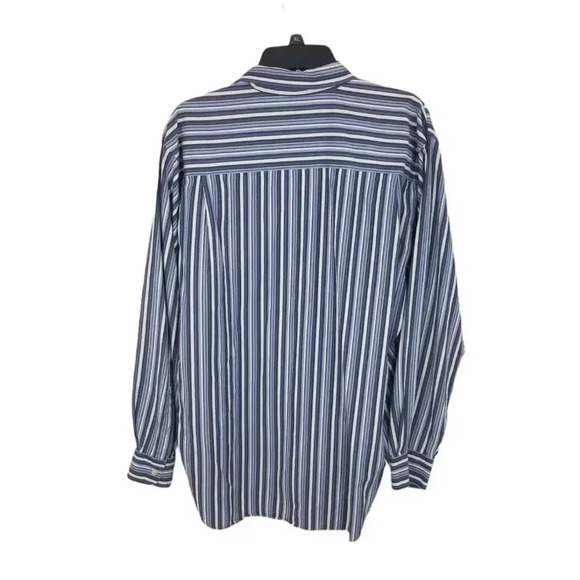 {Austin Reed London} Men's Large Blue White Striped Button Down Dress Shirt - Picture 2 of 6